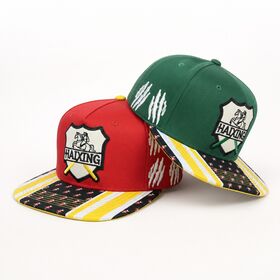 Gorras Planas Snapback Estructuradas ODM al por Mayor con Visera Estampada en Contraste y Parche con Logo para Moda Urbana