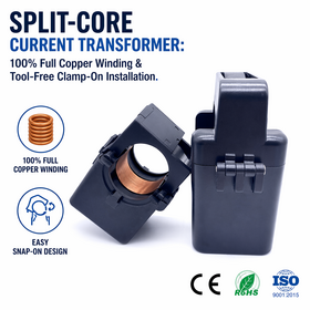 Split Core Current Transformer Clamp on CT 50A 100A 200A 500A to 5A 1A AC Current Sensor for Energy Meter Panel Monitor CE RoHS