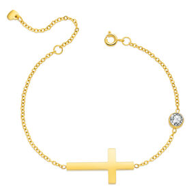 Minimalist Zircon Heart Cross Stainless Steel Women Bracelet