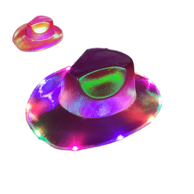 Striped Holographic Cowgirl Hat Halloween Disco Bachelorette Party Hat