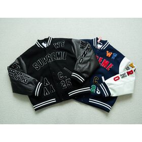 Men's Embroidered Varsity Jacket Arch Logo Vintage Streetwear Letterman Baseball Jacket Color Block College Style Bomber Jacket