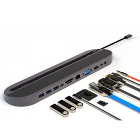 11 IN 1 USB C HUB mobile phone holder for ipad, Type C to USB3.0 HUB,HDTV,PD,VGA,SD/TF,USB C,Audio Adapter