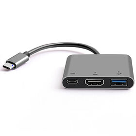 USB Type-c to HDMI 4K + USB 3.0 Standard + PD Charging 100W 3 in 1 Adapter(GREY)