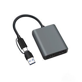 2 in 1 USB A USB C to Dual HDTV Display video Adapter Support MST under Mac OS /Windows