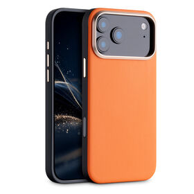 Custom Genuine Leather Case Metal Camera Frame Design with Metal Button Camera Control Button for iPhone 18 Pro/17 Pro, 18 Pro Max