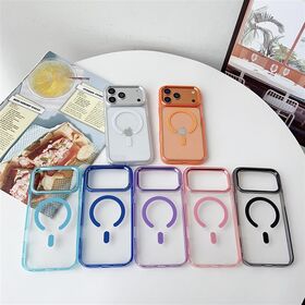 Premium New Style Transparent Magnetic Phone Case Colorful Electroplated Frame Clear Back Panel Strong Magnetic Adsorption Shoc...