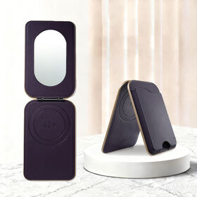 Goods Wholesale RFID Blocking PU Leather Phone Wallet Case with Adjustable Kickstand and Hidden HD Mirror Card Holder much