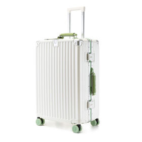 Vintage Striped Aluminum Frame Pure PC Hard Luggage Set TSA Lock Silent Spinner Wheels 20+24 Inch Custom Logo Travel Suitcase