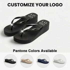 EVA Rubber Women Beach Flip Flops Custom Wedge Heel