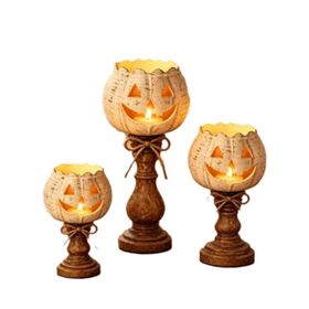 2026 Cute Floor Display Halloween Decorative Candle Holder Golden Black Candle Jar