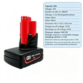 Power Tool M12 4Ah Lithium Battery with BMS