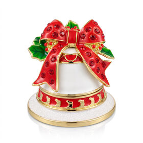 Vintage Christmas Bell Enamel Jewelry Trinket Box with Magnetic Closure and Floral PatternJewelry Storage Gift Box