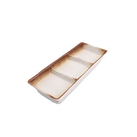 Japanese Style 3 compartment Ceramic Sauce Dish Custom FOB Wholesale