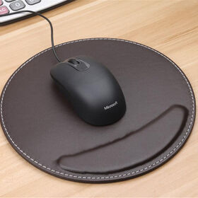 Solid Color Leather Mouse Pad with Wrist Support, Customizable