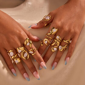 Heart Shaped Gold Plated White Zircon Women Elegant Fashion Rings