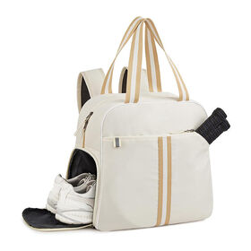 Stylish Waterproof Stripe Pickleball Tote Backpack with Independent Shoe Pocket for Sports Court