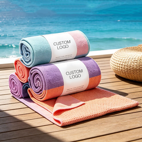 Custom Logo Non Slip Anti Slip Yoga Towel Sweat Absorbent Sports Hot Grip Microfibre Yoga Mat Towel With Silicone