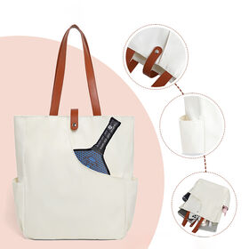 Elegant Waterproof Nylon Leather Handle Pickleball Tote Bag with Paddle Slot for Daily & Court Sports