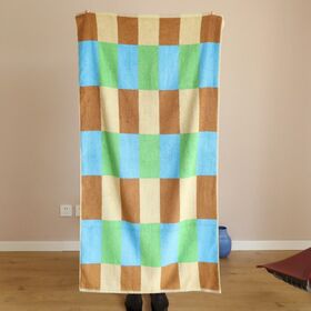 100% Cotton Reversible Stripe Luxury Bath Towel Jacquard Beach Towel Set with Colorful Pattern Custom logo
