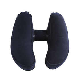 H Shape Flocking PVC Inflatable Travel Neck Pillow Portable Foldable Disposable Custom Logo Air Inflight Cervical Support Pillow