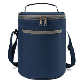 Cylindrical Insulated Lunch Cooler Bag, Portable Thermal Food Storage Tote with Handle & Adjustable Shoulder Strap