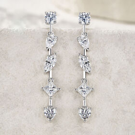 925 Silver Pearl Cut Moissanite Linear Drop Women Earrings
