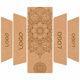 Customizable Yoga Mat with Rubber Cork PU Suede Materials 183cm Length