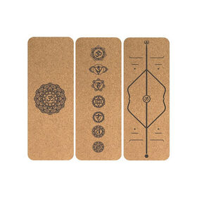 Eco Friendly Natural Cork Yoga Mat with Rubber Base Custom Color Printed Non Slip Exercise Mat 5mm Thickened Fitness Mat