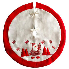 New Large Round Linen Burlap Red Black Plaid Christmas Tree Skirt Party Holiday Decoration
