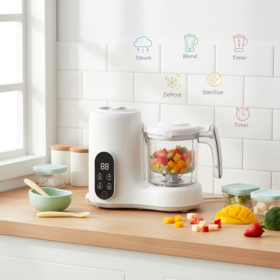 7-in-1 Baby Food Steamer & Blender with Smart Touch Panel-Steam, Puree, Sterilize, Warm Milk, Auto-Off, Compact Design
