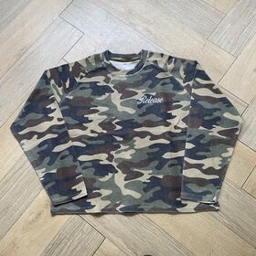 Heavyweight Camo Acid Wash Vintage Graphic Printing Drop Shoulder Waffle Shirts Oversized Customized Thermal Men's Sweatshirts