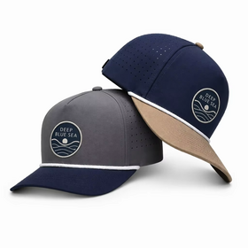 Custom Logo Perforated Performance Snapback Cap Woven Patch Rope Detail Adjustable Outdoor Fishing Hat Wholesale