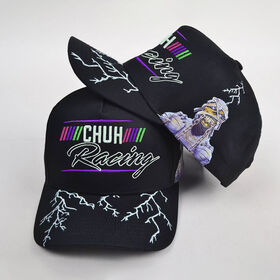 Wholesale Black Street Snapback Hat Racing Letter Embroidery Mummy Graphic Sublimation Lightning Stitch For Street Fashion