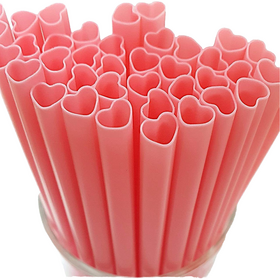 Heart-Shaped Individually Packaged Plastic Disposable Straw