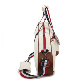 Vintage Waterproof PU Leather Cream Brown Badminton Racket Bag With Stripe Strap For Sports Training