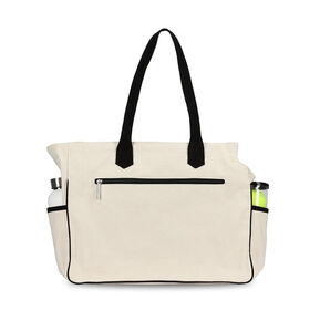 Fashion Canvas Navy Trim Tennis Tote Bag Large Capacity For Tennis Badminton Training