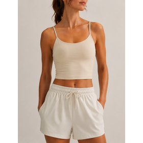 Women Y-Back Thin Strap Crop Sports Cami, Padded Stretch Yoga Tank Top for Gym Pilates Daily Wear