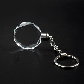 Blank Octagon Custom LED Logo Crystal Glass Gift Box Pack Keychain