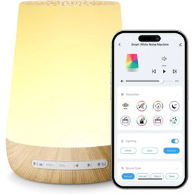 Smart White Noise Machine with App Control & Night Light-34 Soothing Sounds, Timer, Sleep Routine, 7-Color LED, Wood Grain
