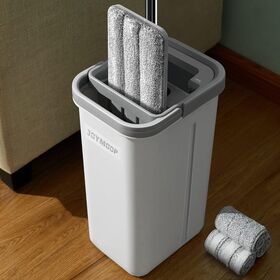 Wet-Dry Hands-Free Flat Mop Bucket System, Mop for Household and Commercial Floors