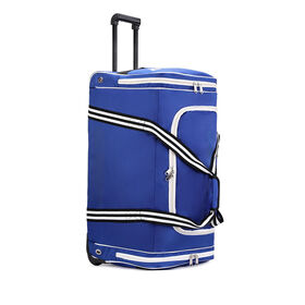 Spacious Blue Oxford Wheeled Hockey Duffle Bag With Independent Shoe Compartment For Sports Travel