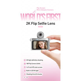 2K Flip Lens Necklace Camera 1.47" IPS Screen Wearable Pendant Cam Dual Mode Selfie/Landscape Video Recording Retro Design