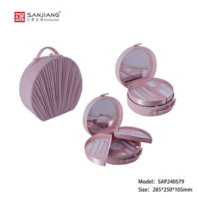 Wholesale Pink Round Multi-Layer Jewelry Storage Box With Mirror Removable Tray Ring Earring Necklace Storage Case Home Travel