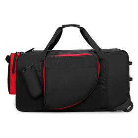 Large Capacity Red Trim Wheeled Oxford Field Hockey Gear Bag For Match & Travel