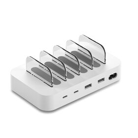 Estación de carga inteligente portátil de 4 puertos para escritorio, tipo C USB, para teléfonos móviles, venta al por mayor para restaurantes y aeropuertos, para uso doméstico