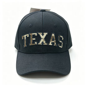 Ladies 100% cotton woven sports cap with leopard applique embroidery "TEXAS",precurved peak,with front lining, metal buckle