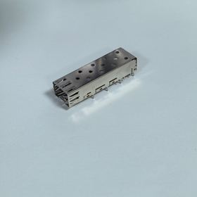 SFP 1x1 vertical-footed welded cage, all-in-one, crescent-free,SFP Fiber Optic Cage EMI Shield shell for SFP Transceiver Module.