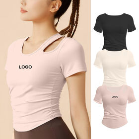Padded Breathable Stretch Women Athletic Fitness Yoga Apparel Short Tops