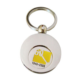 Metal Coin Keychain: Customizable with logos, made of durable metal.