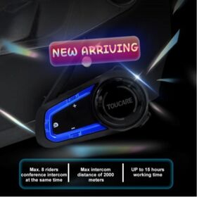 TOUCARE V10 Bluetooth Intercom 8 Rider 1200M Range, Bluetooth 5.3 Noise Reduction Motorcycle Communication System
